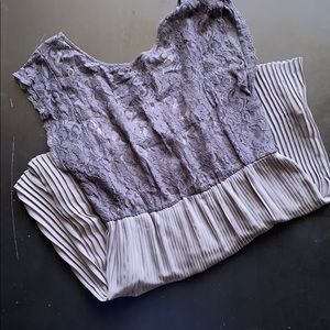 Gray lace dress with pleated skirt